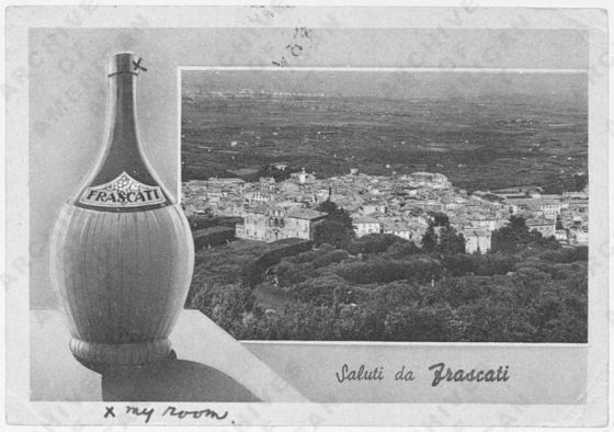 Charles Henri Ford postcard of Frascati to Joseph Cornell (front)